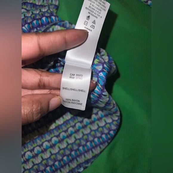 Laundry by Shelli Segal Blue and Black One-Shoulder Top size Small - Picture 6 of 6